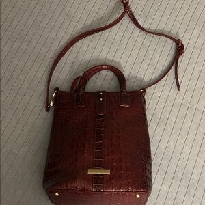 Elegant Brown Crocodile-Embossed Tote Bag